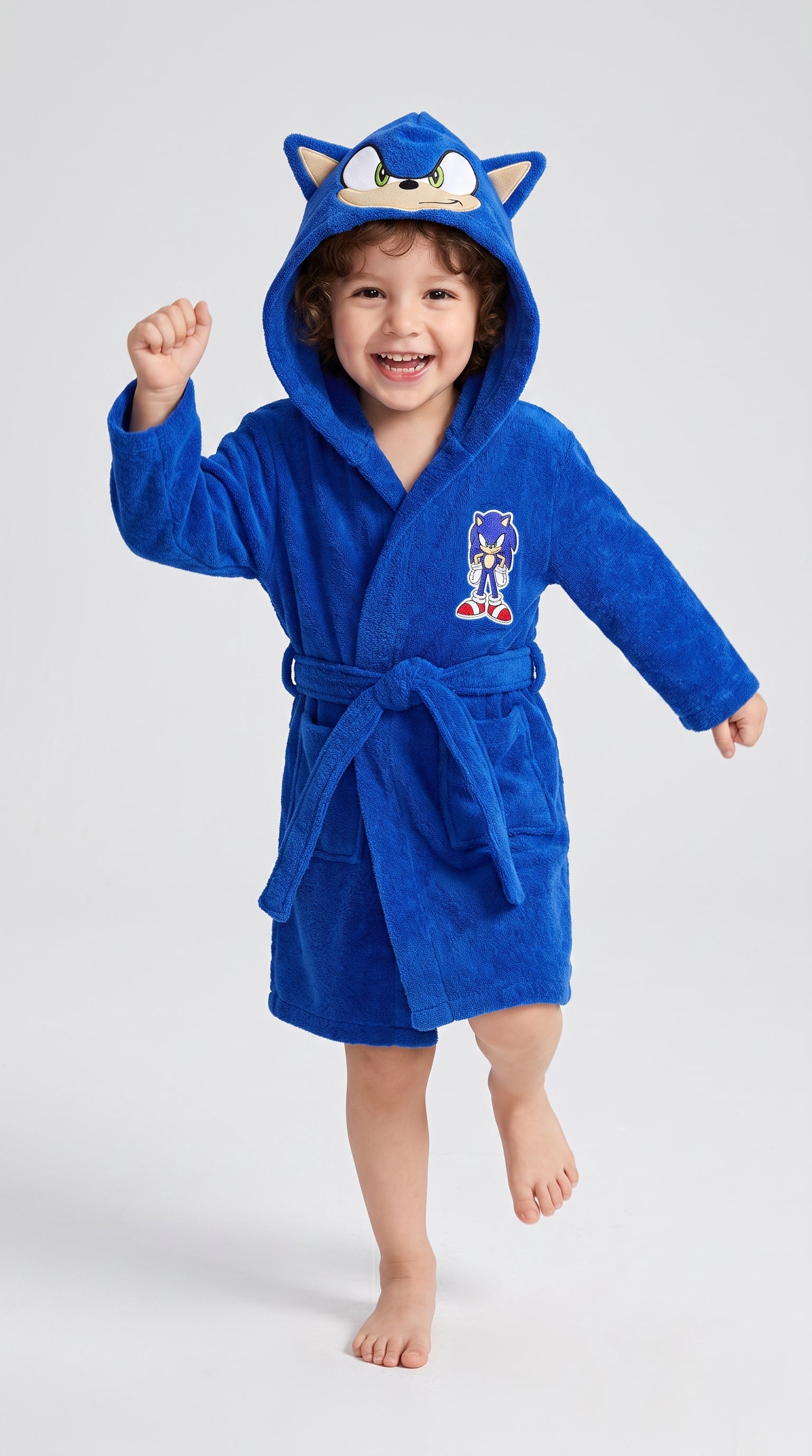 Sonic Hooded Kids Bathrobe – Royal Blue (Ages 4, 6, & 8)