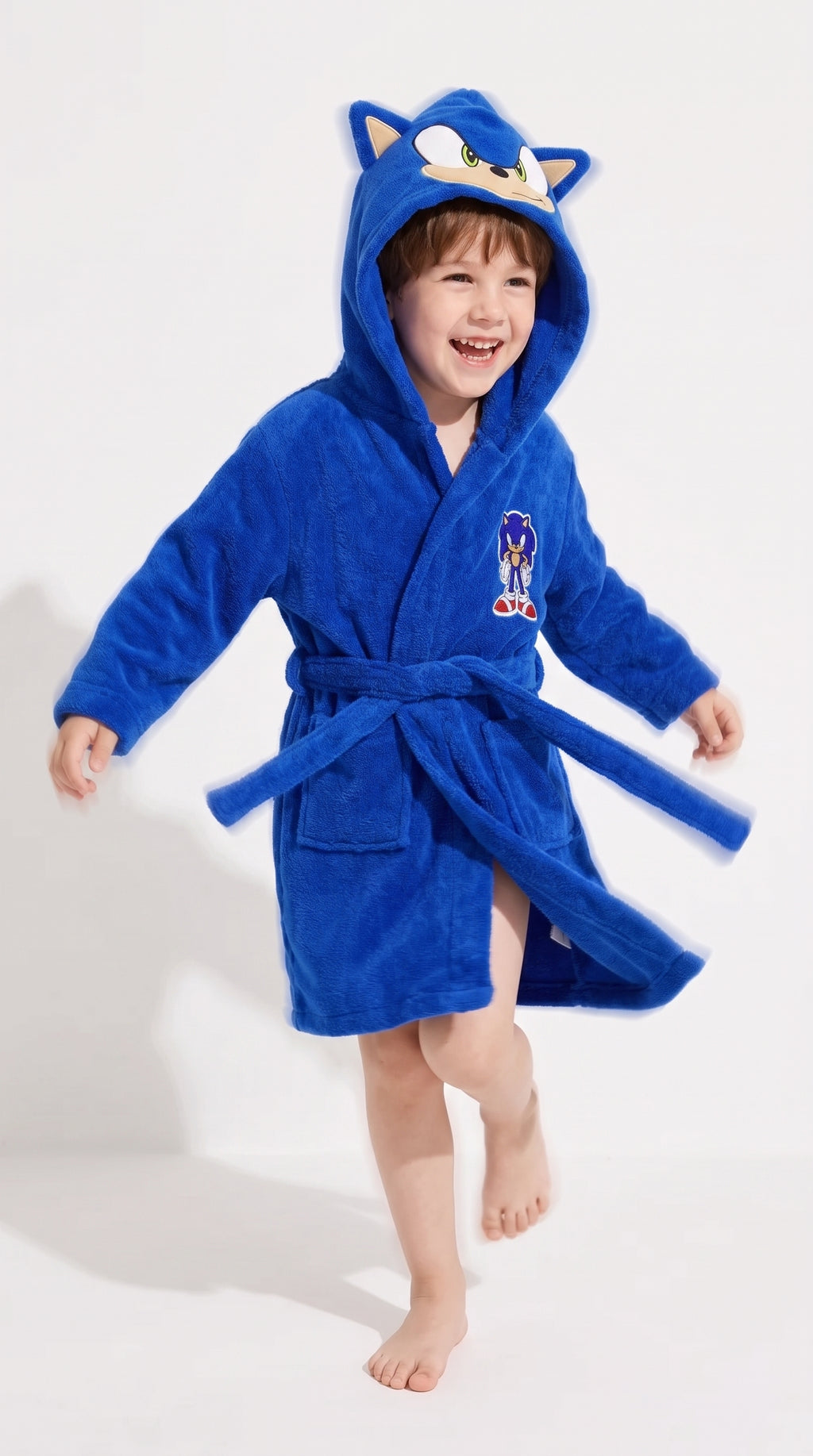 Sonic Hooded Kids Bathrobe – Royal Blue (Ages 4, 6, & 8)