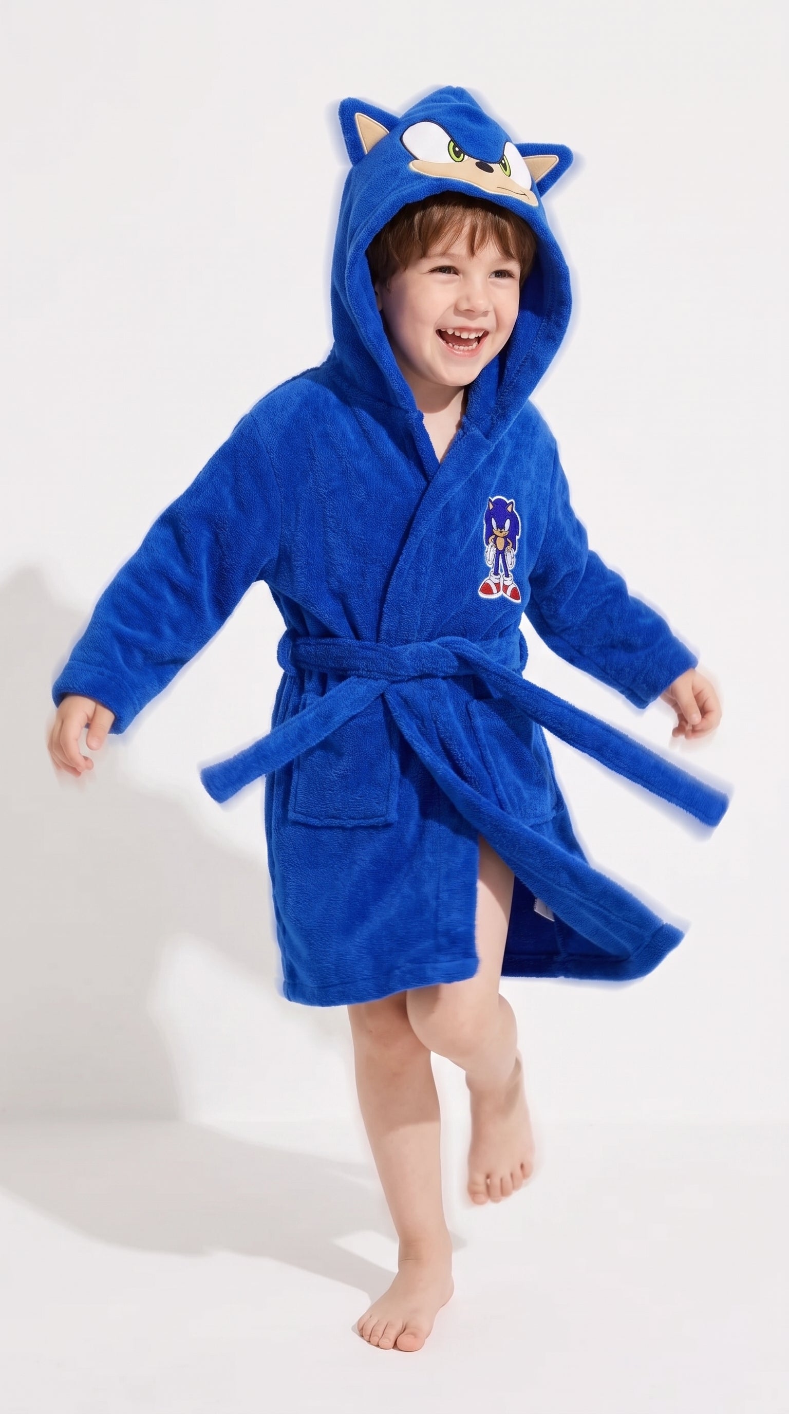 Sonic Hooded Kids Bathrobe – Royal Blue (Ages 4, 6, & 8)