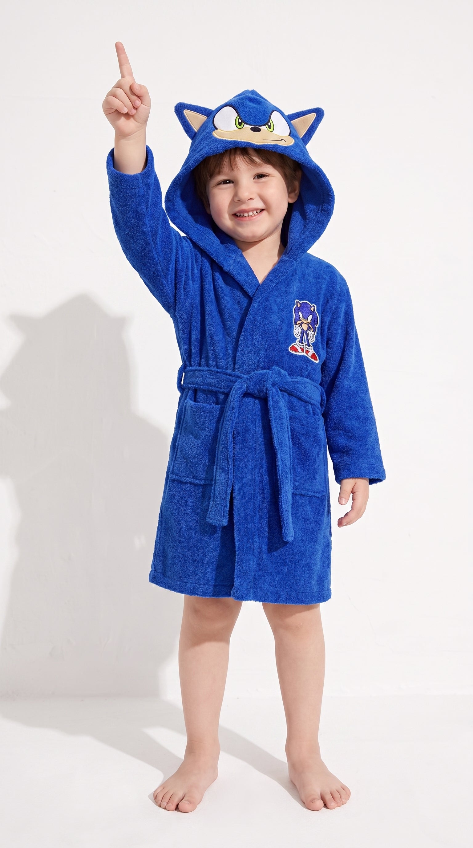 Sonic Hooded Kids Bathrobe – Royal Blue (Ages 4, 6, & 8)