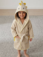 Yellow dino Kids Bathrobe – Soft & Cozy | For Kids Aged 4-8 Years