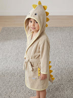 Yellow dino Kids Bathrobe – Soft & Cozy | For Kids Aged 4-8 Years