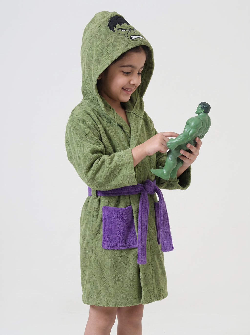 Superhero Hulk Kids Bathrobe – Soft Cotton Velvet for Boys & Girls (Ages 2, 4, 6, & 8)