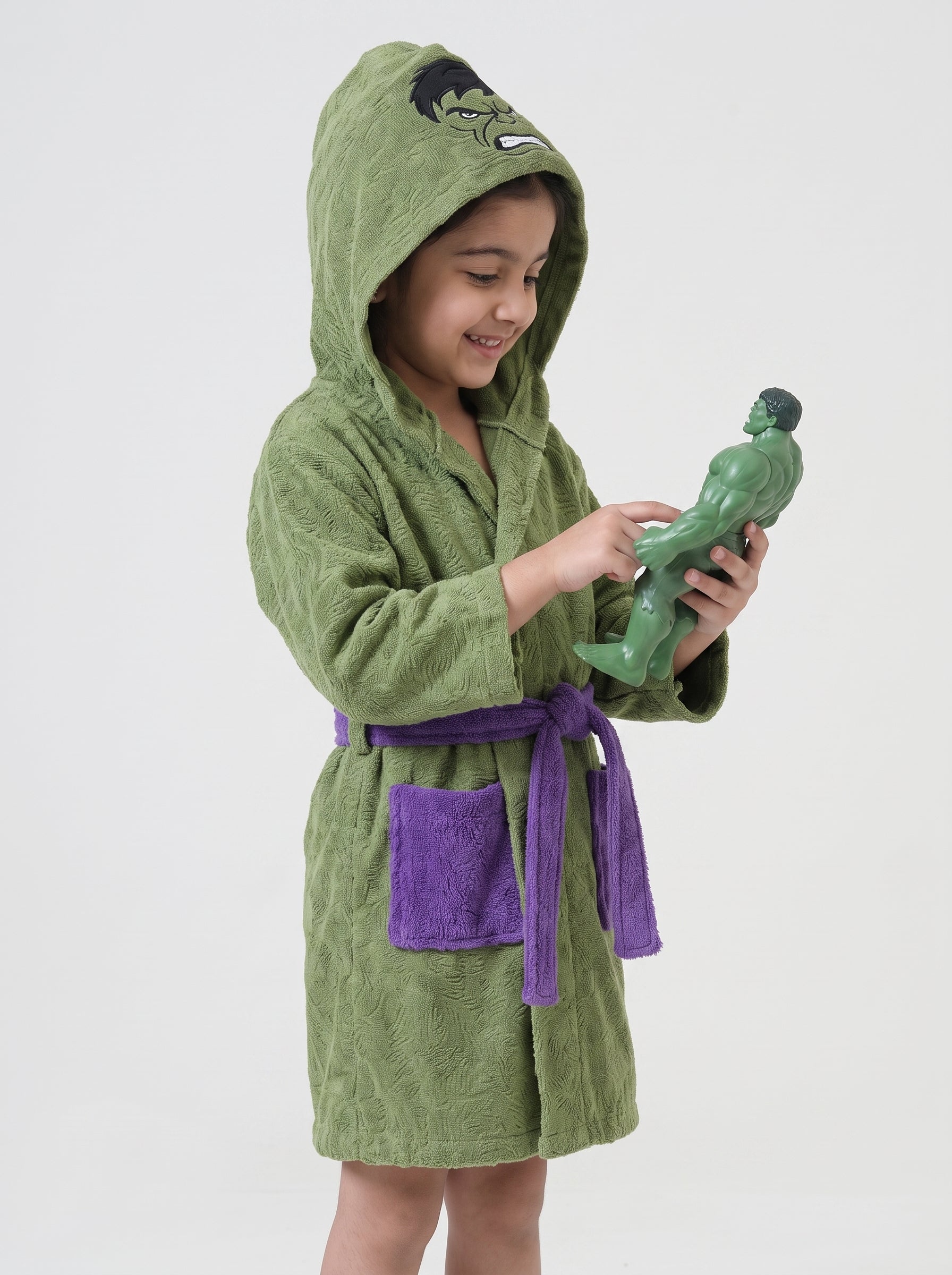 Superhero Hulk Kids Bathrobe – Soft Cotton Velvet for Boys & Girls (Ages 2, 4, 6, & 8)