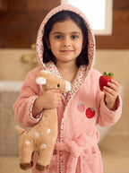 Strawberry Hooded Kids Bathrobe – Pink (Ages 1 to 3 Years)
