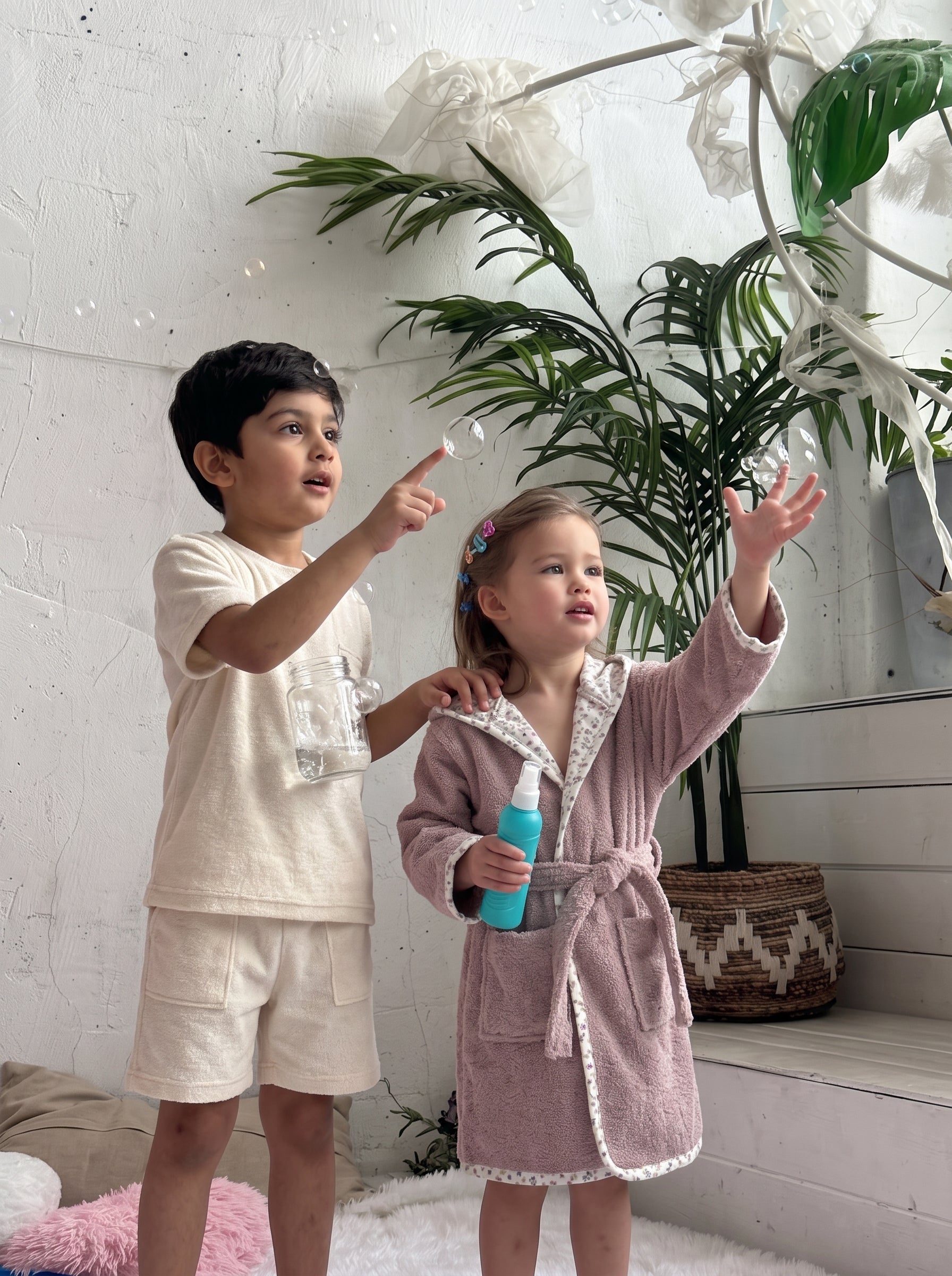 Flowers Hooded Kids Bathrobe – Lilac (Ages 1 to 3 Years)