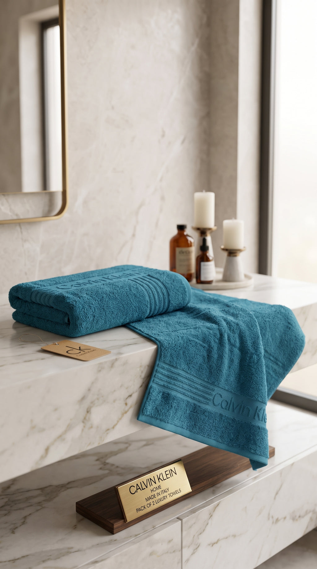 Teal Blue Premium Cotton Towel Set | Bath Towel & Hand Towel Combo, 100% Cotton