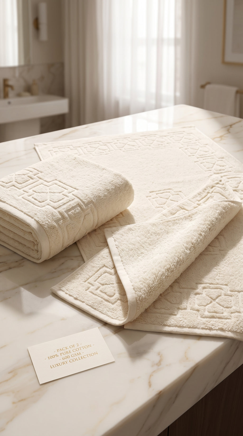 Ivory Cream Cotton Bath Towel Set of 2 | 100% Cotton Soft Absorbent Towels