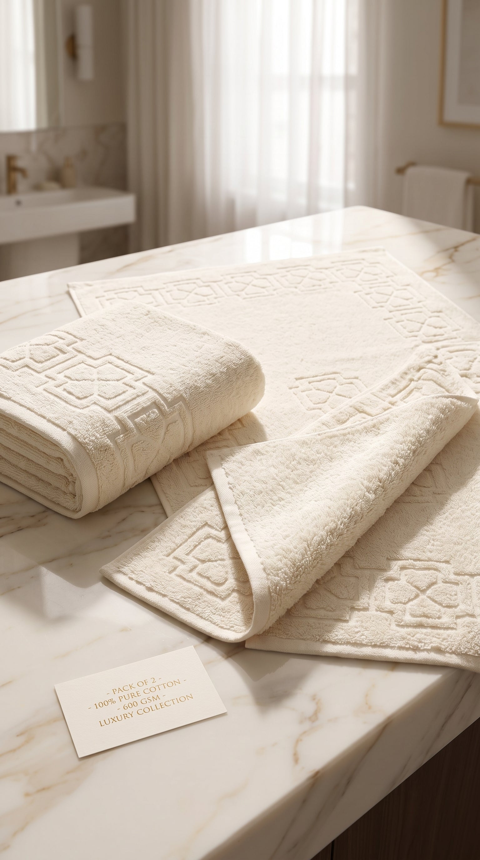 Ivory Cream Cotton Bath Towel Set of 2 | 100% Cotton Soft Absorbent Towels