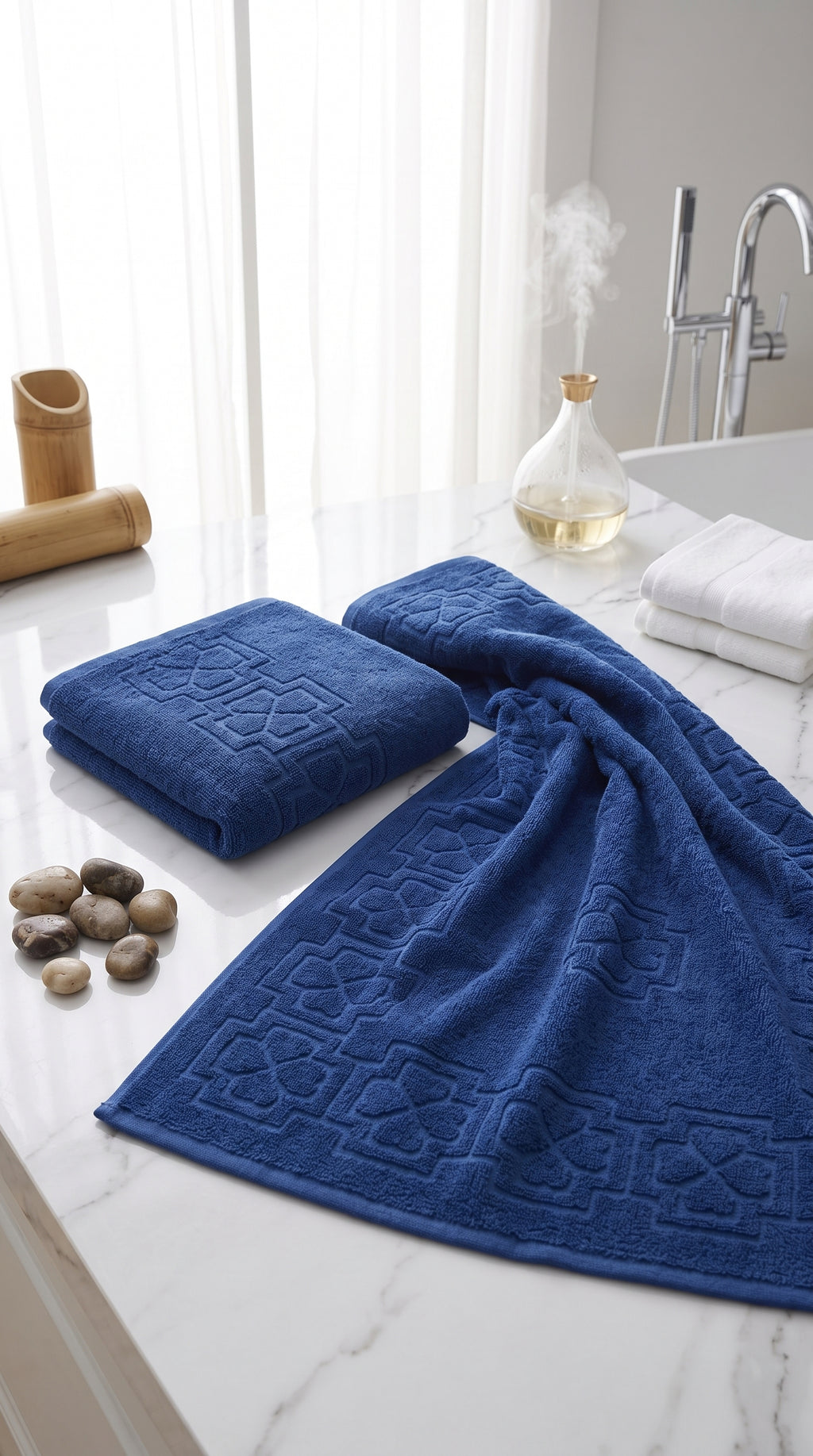 Navy Blue Cotton Bath Towel Set of 2 | 100% Cotton Absorbent Heavyweight Towels