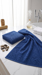 Navy Blue Cotton Bath Towel Set of 2 | 100% Cotton Absorbent Heavyweight Towels