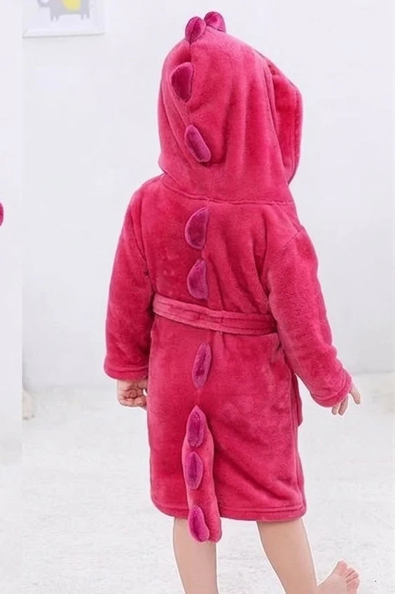 Cute Pink Dragon Kids Bathrobe – Everyday Comfort | (Ages 4, 6)