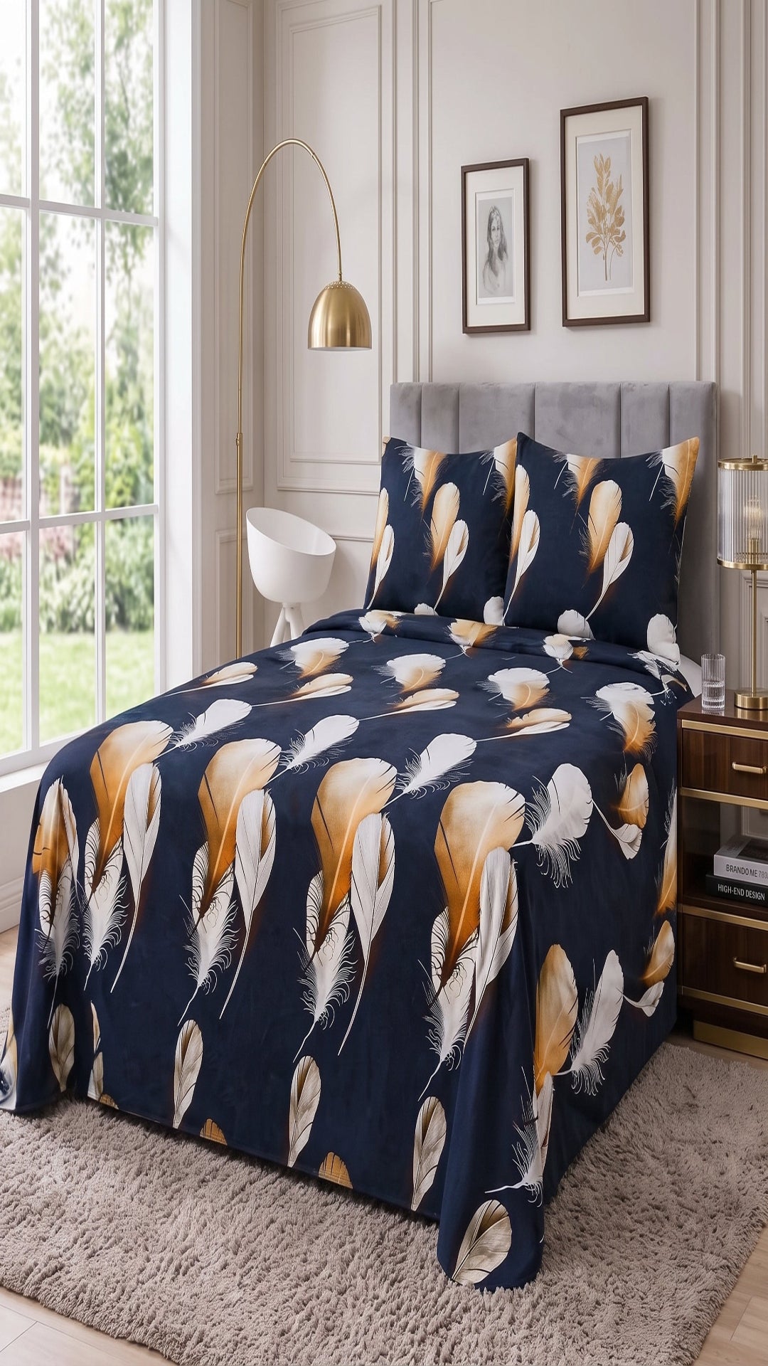 Micro Rich Cotton Double Bed Bedsheet Set - 93x96 |Premium Soft & Elegant Design | 2 Pillow Covers Included