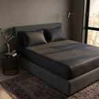 Black Stripe Fitted Bedsheet – King Size | 100% Cotton Elastic Deep Pocket Bed Sheet for Bedroom