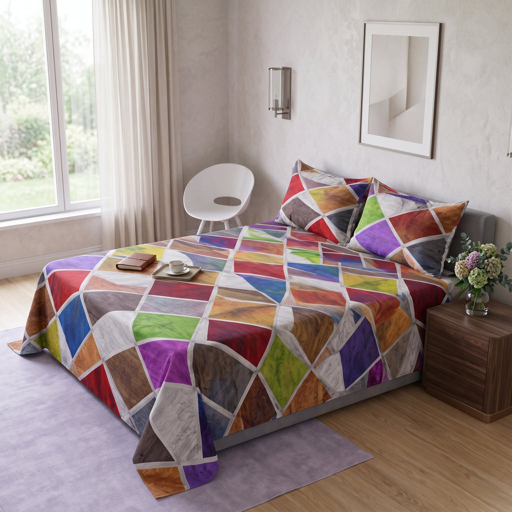 Micro Rich Cotton Double Bed Bedsheet Set - 93x96 |Premium Soft & Elegant Design | Includes 2 Pillow Covers