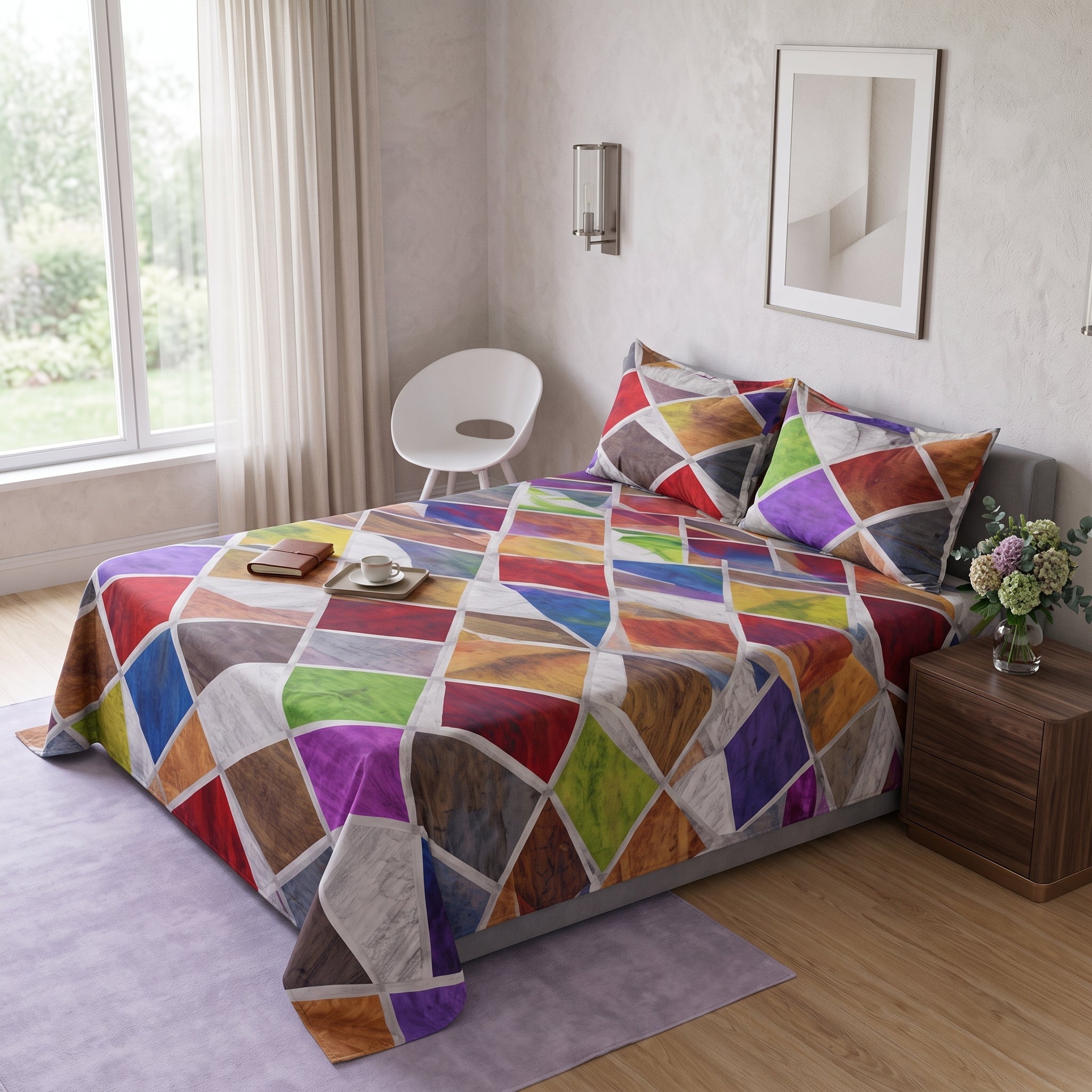 Micro Rich Cotton Double Bed Bedsheet Set - 93x96 |Premium Soft & Elegant Design | Includes 2 Pillow Covers