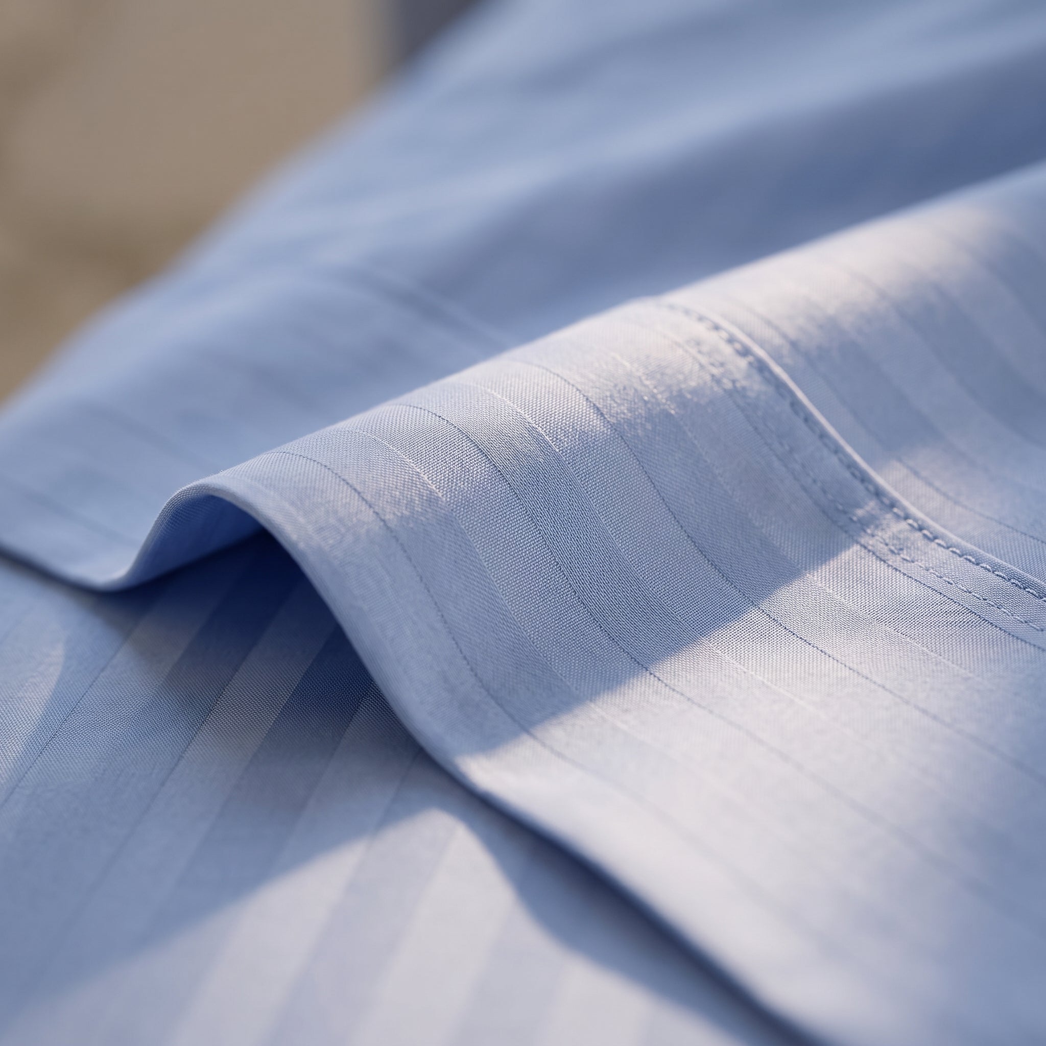 Ice Blue Stripe Fitted Bedsheet – King Size | 100% Micro Cotton Elastic Deep Pocket Bed Sheet