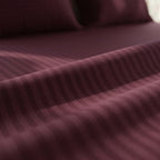 Deep Red Stripe Fitted Bedsheet – King Size | 100% Micro Cotton Elastic Deep Pocket Bed Sheet