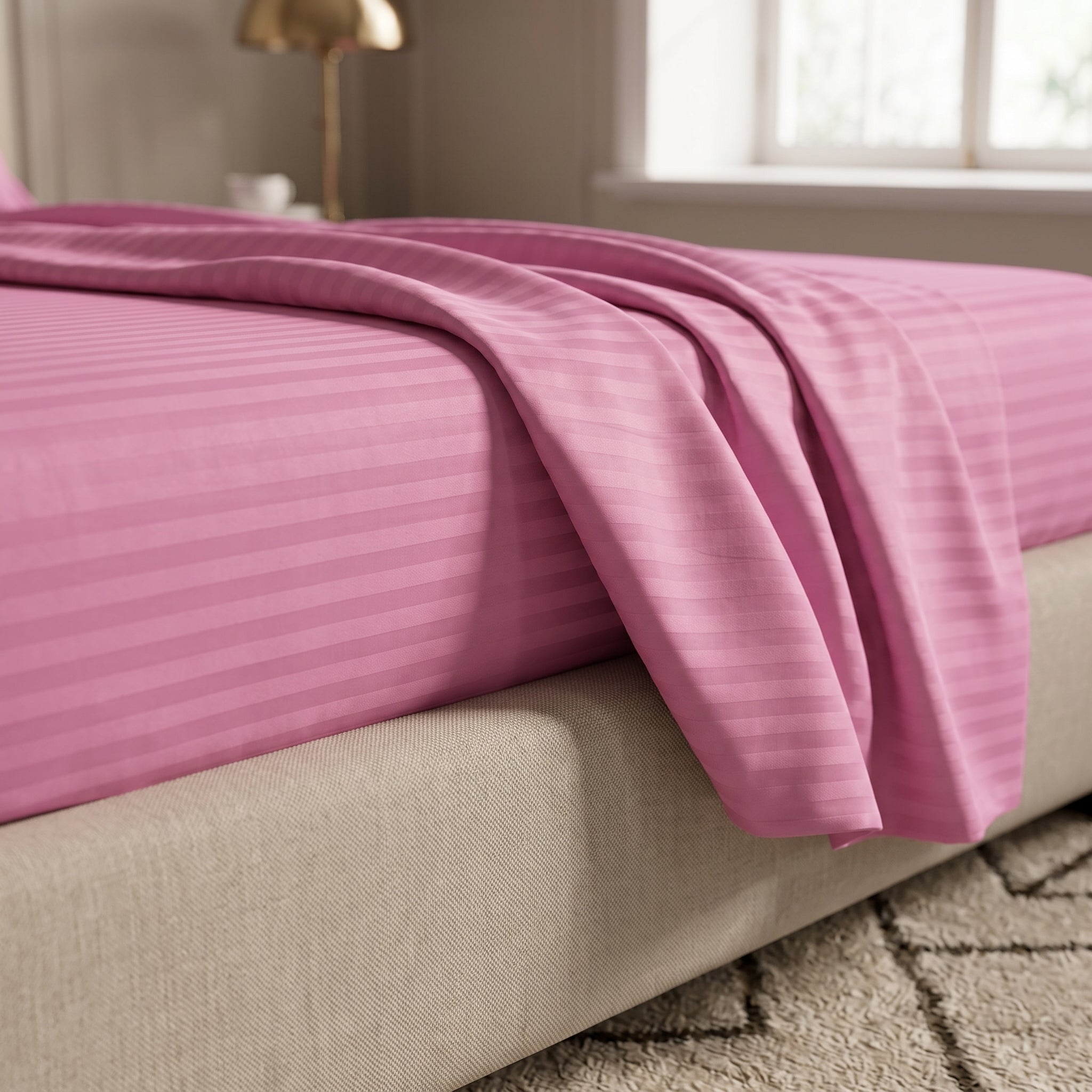 Rose Pink Fitted Bedsheet King Size | Premium Cotton