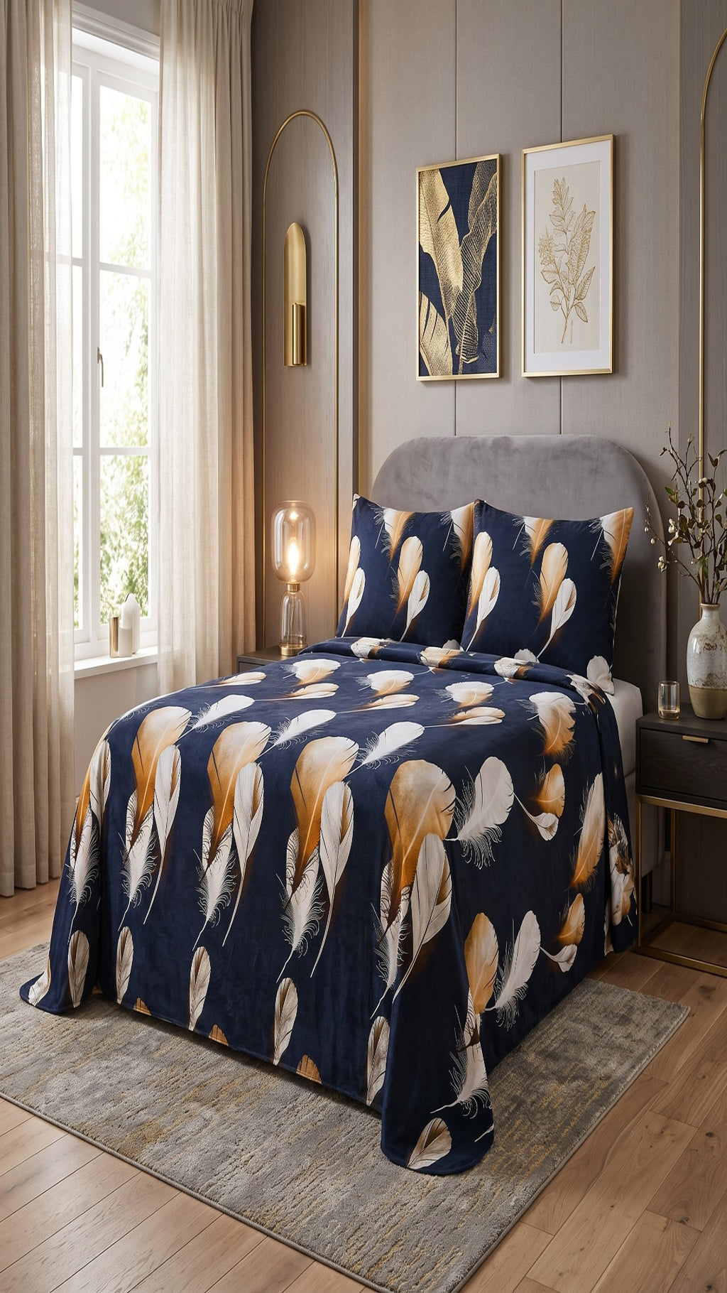 Micro Rich Cotton Double Bed Bedsheet Set - 93x96 |Premium Soft & Elegant Design | 2 Pillow Covers Included