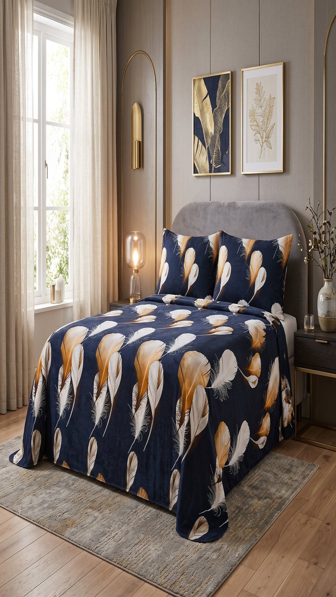 Micro Rich Cotton Double Bed Bedsheet Set - 93x96 |Premium Soft & Elegant Design | 2 Pillow Covers Included