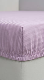 Lavender Stripe Fitted Bedsheet Set – King Size, Sateen Cotton
