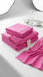 Blush Pink Sateen Stripe Bedsheet – King Size