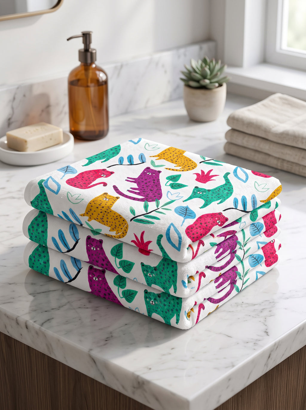 Printed Towel for Kids - Bright Colors & Soft Cotton Bath Towel