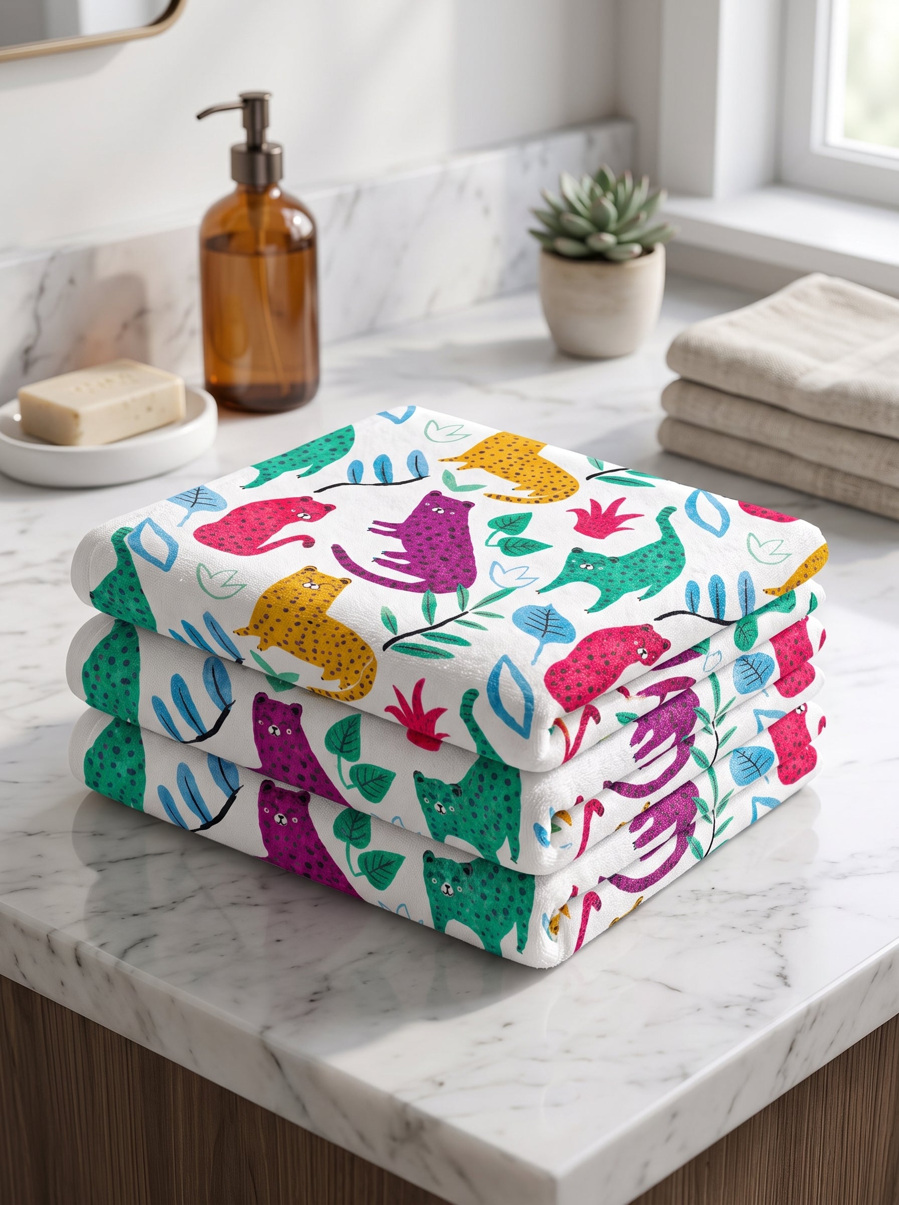 Printed Towel for Kids - Bright Colors & Soft Cotton Bath Towel