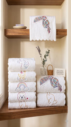 Cute Embroidered Kids Hand Towel - 20" x 30" | Soft Cotton Towel for Children | Cartoon Design Bathroom Towel