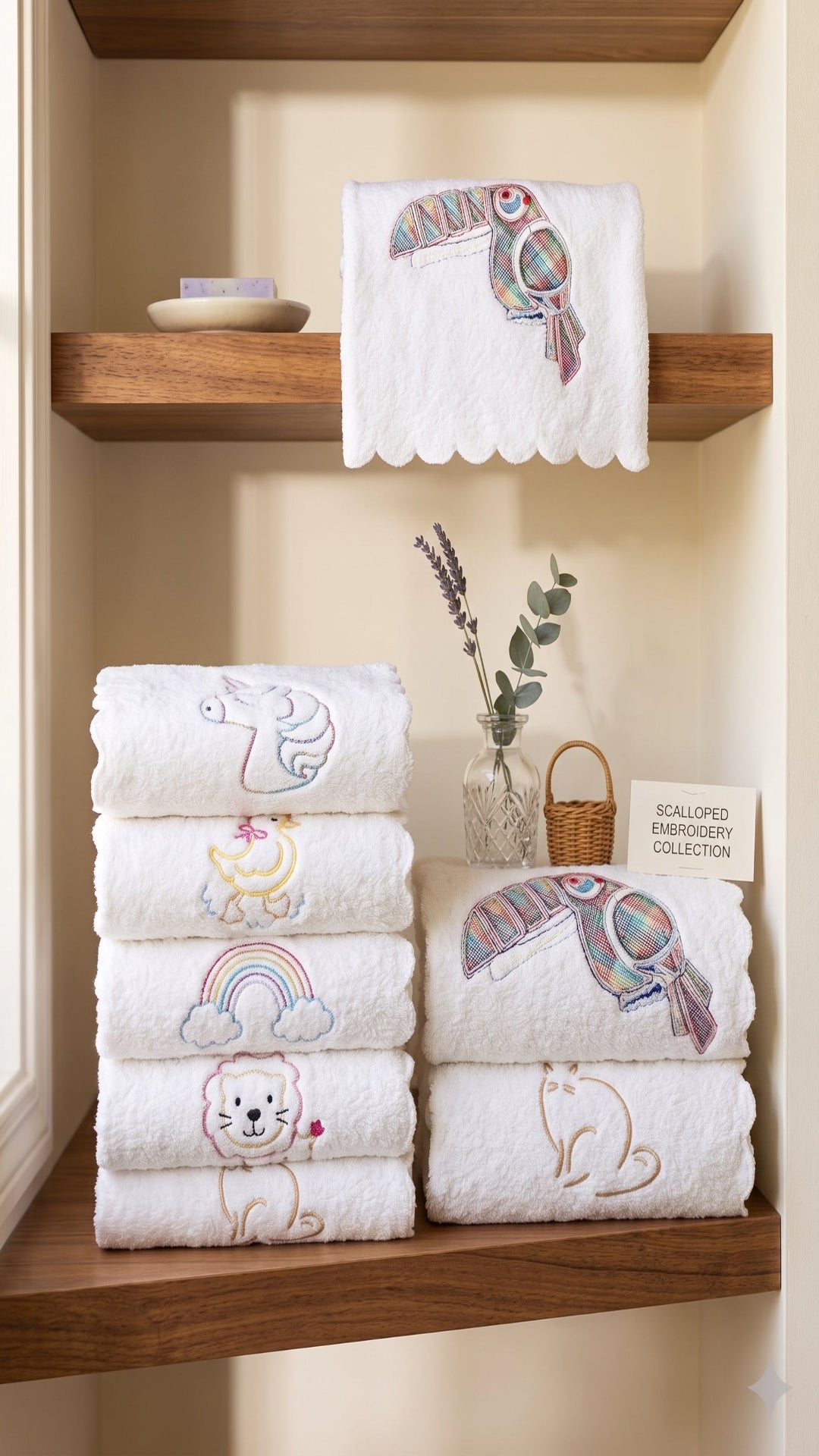 Cute Embroidered Kids Hand Towel - 20" x 30" | Soft Cotton Towel for Children | Cartoon Design Bathroom Towel