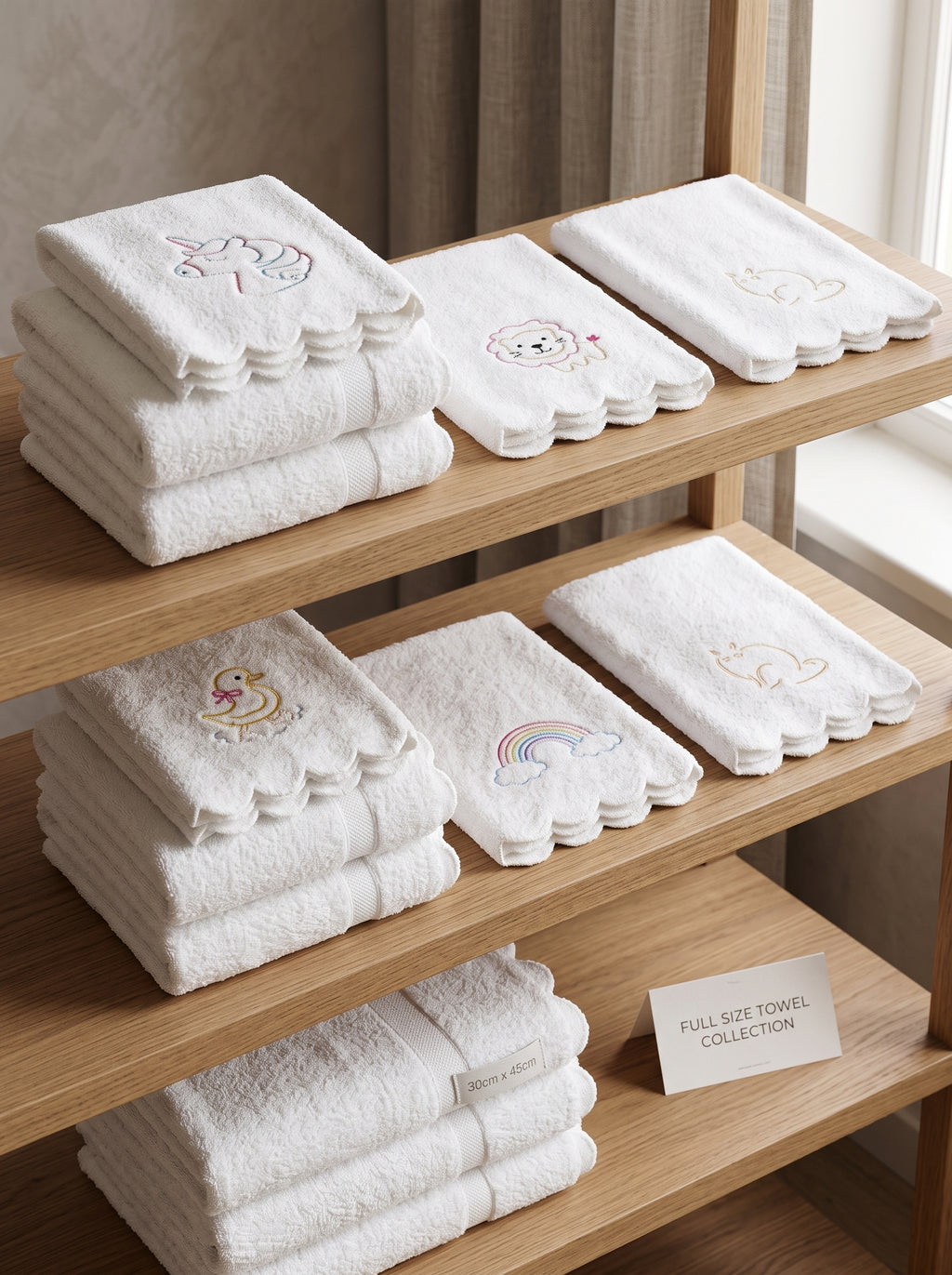 Cute Embroidered Kids Hand Towel - 20" x 30" | Soft Cotton Towel for Children | Cartoon Design Bathroom Towel