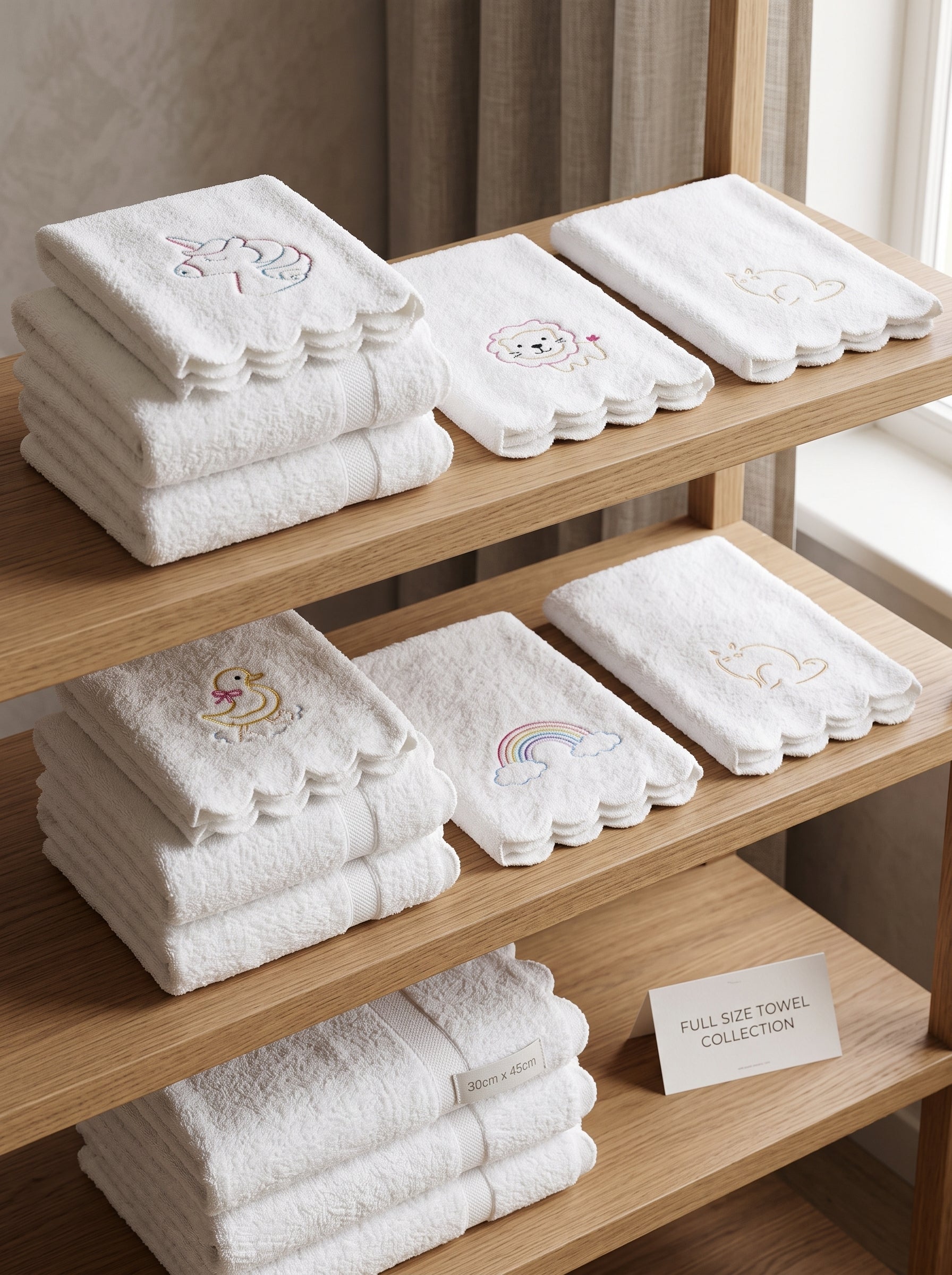 Cute Embroidered Kids Hand Towel - 20" x 30" | Soft Cotton Towel for Children | Cartoon Design Bathroom Towel