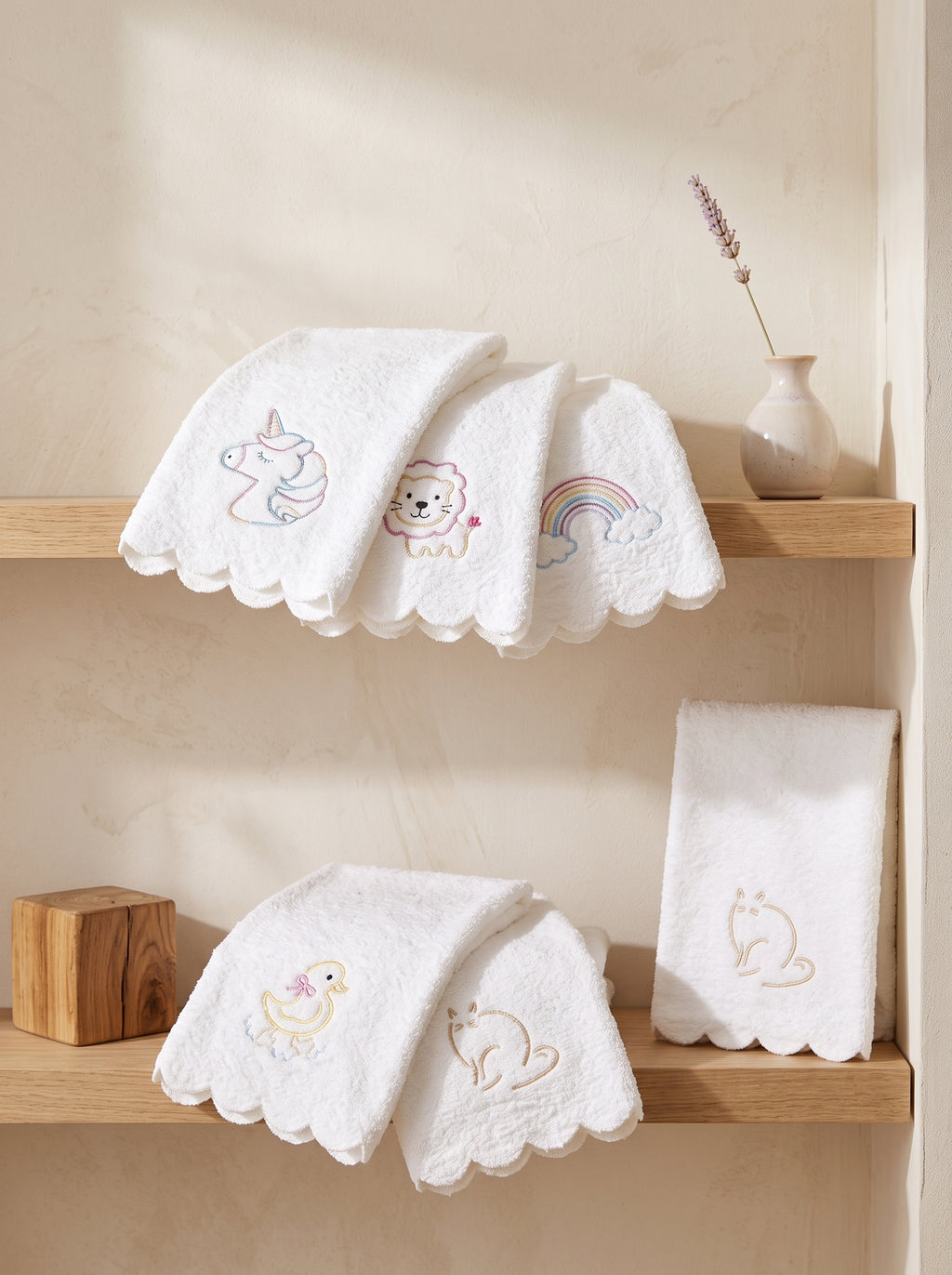 Cute Embroidered Kids Hand Towel - 20" x 30" | Soft Cotton Towel for Children | Cartoon Design Bathroom Towel