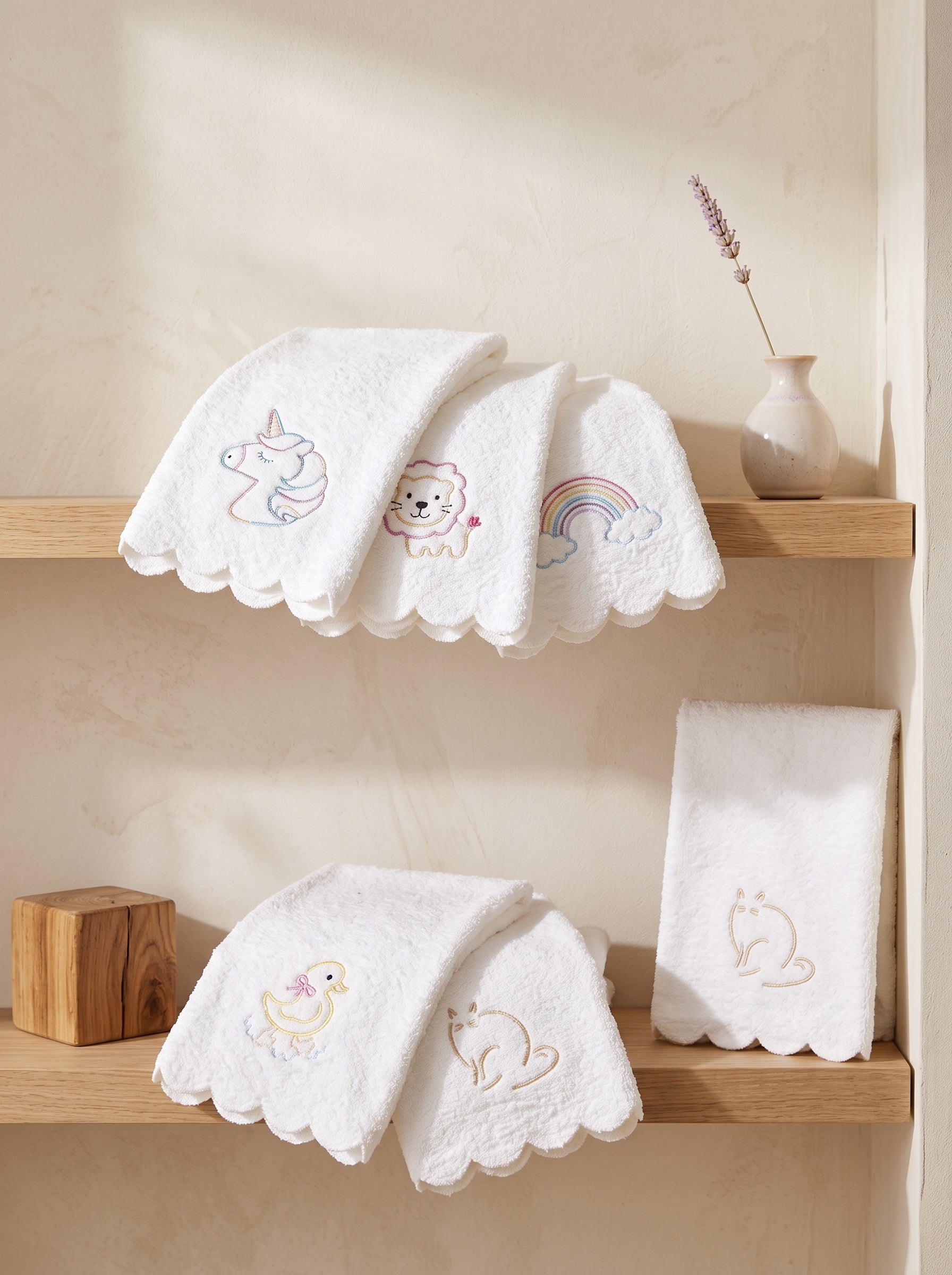 Cute Embroidered Kids Hand Towel - 20" x 30" | Soft Cotton Towel for Children | Cartoon Design Bathroom Towel