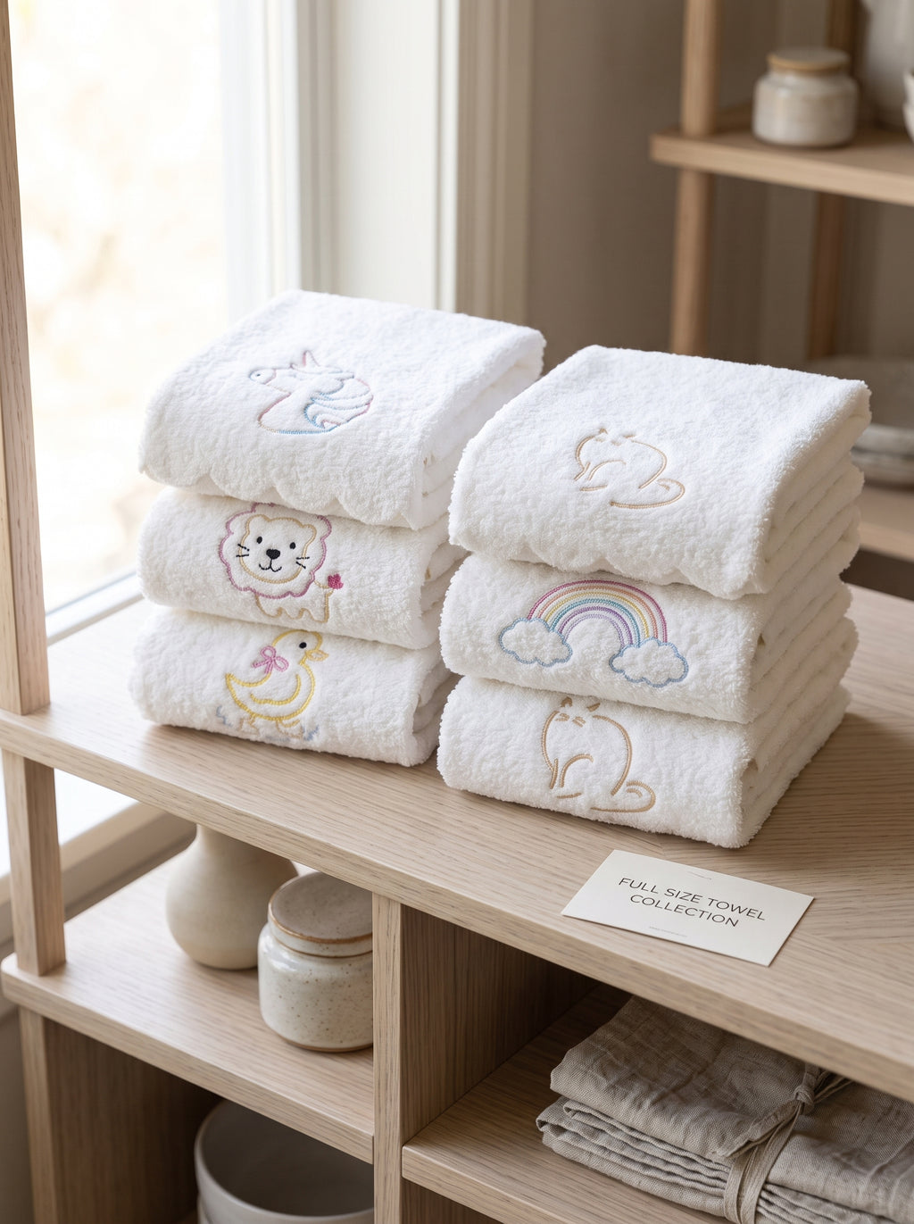 Cute Embroidered Kids Hand Towel - 20" x 30" | Soft Cotton Towel for Children | Cartoon Design Bathroom Towel