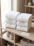 Cute Embroidered Kids Hand Towel - 20" x 30" | Soft Cotton Towel for Children | Cartoon Design Bathroom Towel