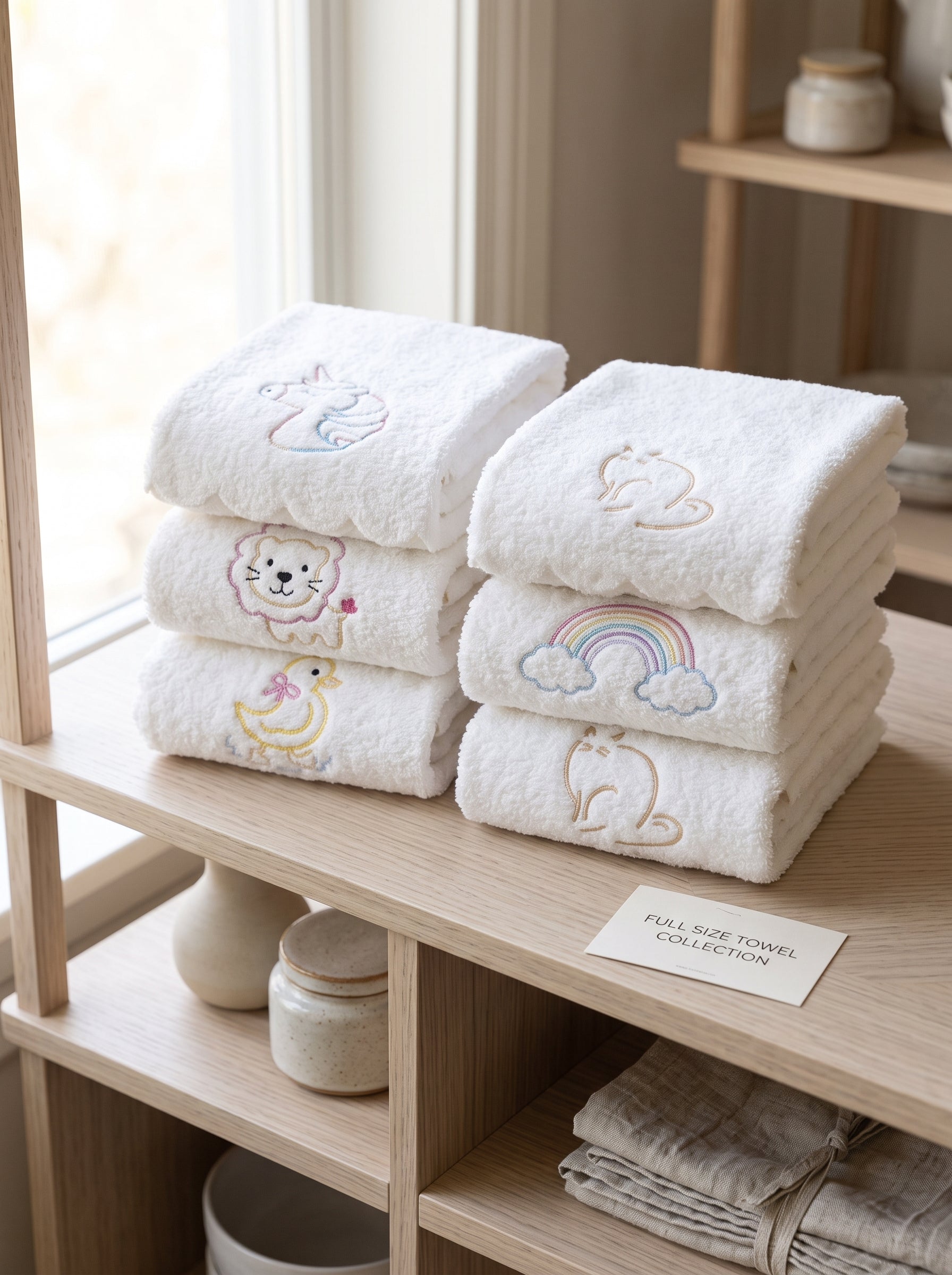Cute Embroidered Kids Hand Towel - 20" x 30" | Soft Cotton Towel for Children | Cartoon Design Bathroom Towel