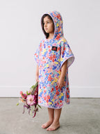 Kids Beach & Surf Hooded Poncho – Floral Biscus