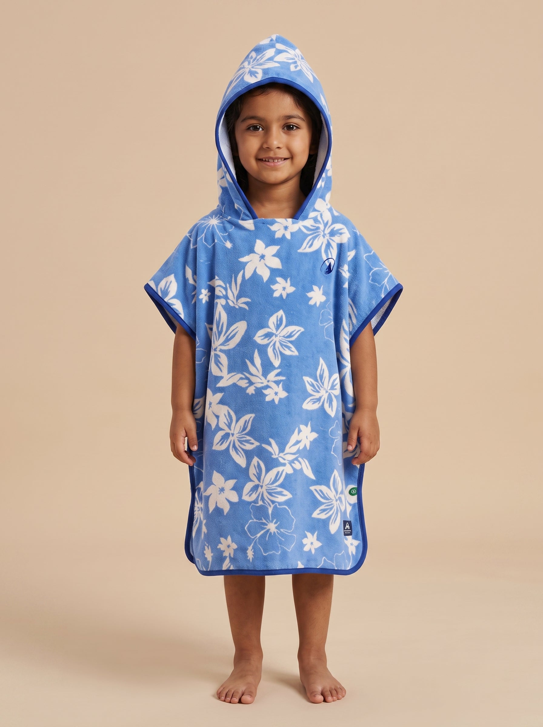 Kids Beach & Surf Hooded Poncho – Blue Biscus