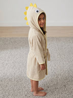 Yellow dino Kids Bathrobe – Soft & Cozy | For Kids Aged 4-8 Years