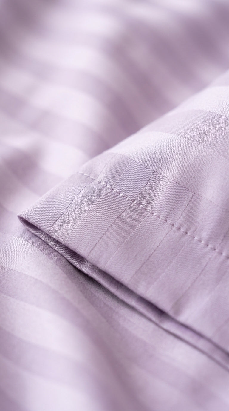 Lavender Stripe Fitted Bedsheet Set – King Size, Sateen Cotton
