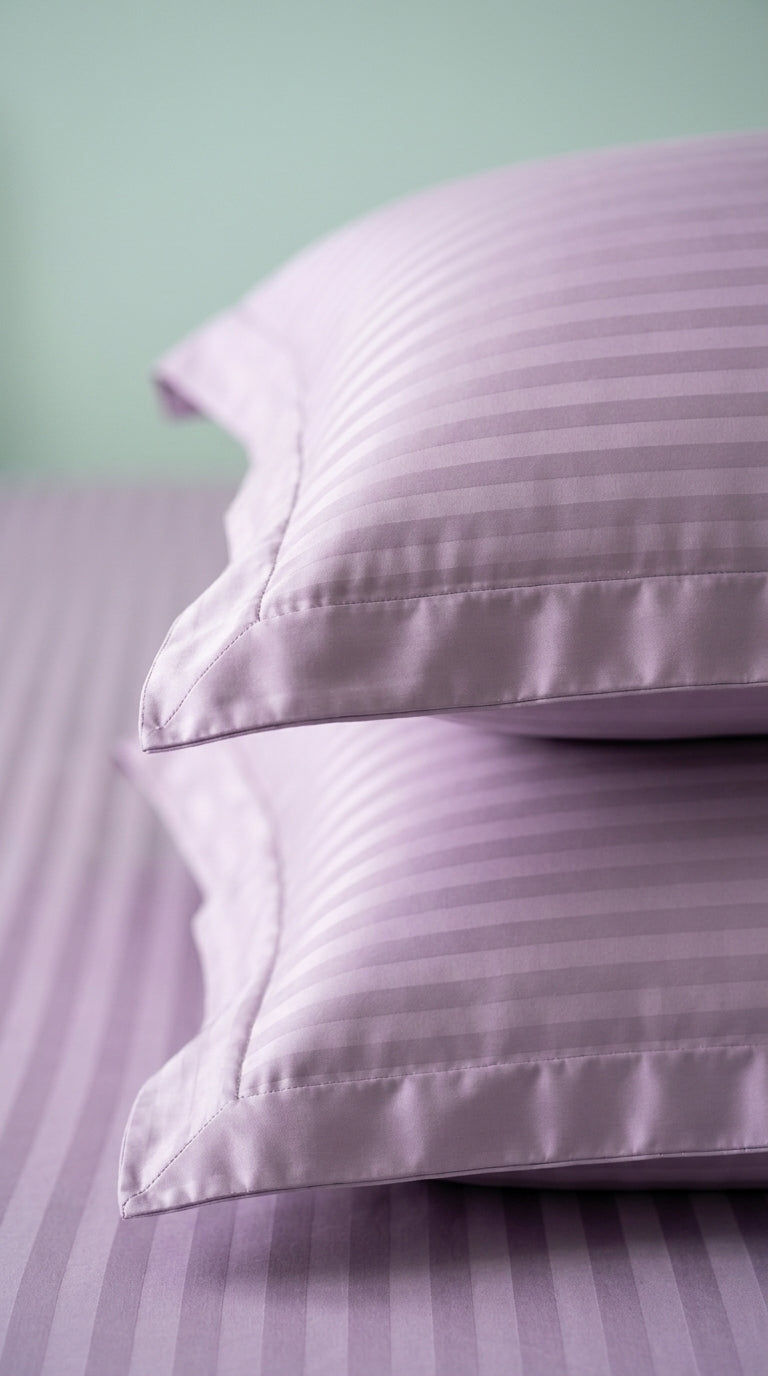 Lavender Stripe Fitted Bedsheet Set – King Size, Sateen Cotton