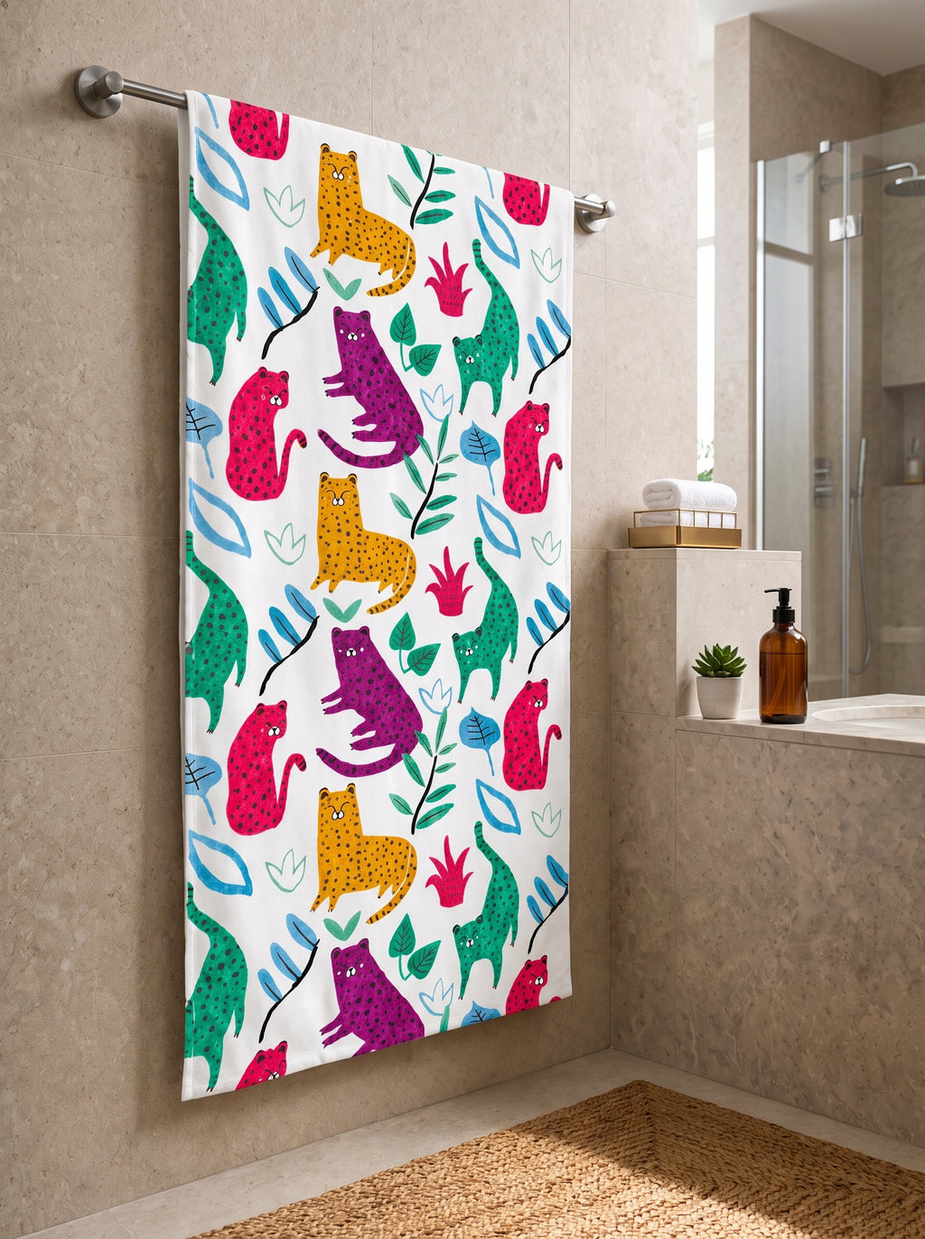 Printed Towel for Kids - Bright Colors & Soft Cotton Bath Towel