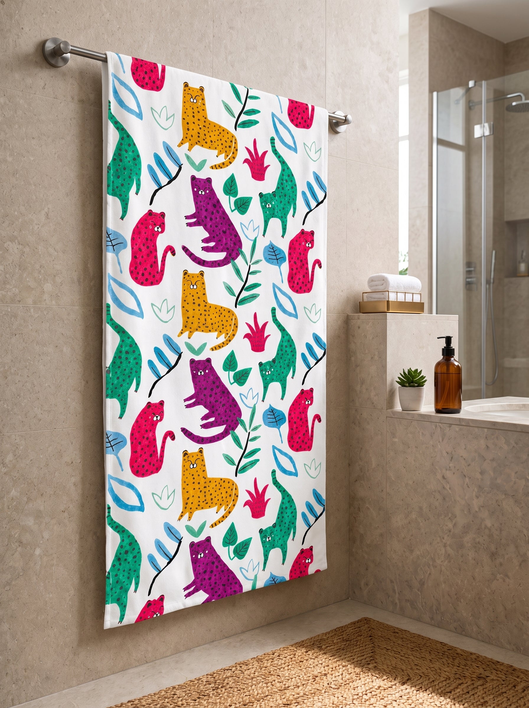 Printed Towel for Kids - Bright Colors & Soft Cotton Bath Towel