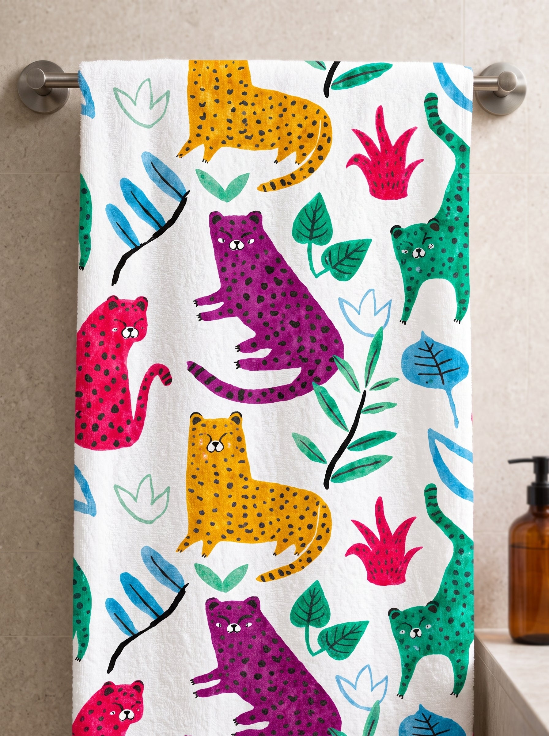 Printed Towel for Kids - Bright Colors & Soft Cotton Bath Towel