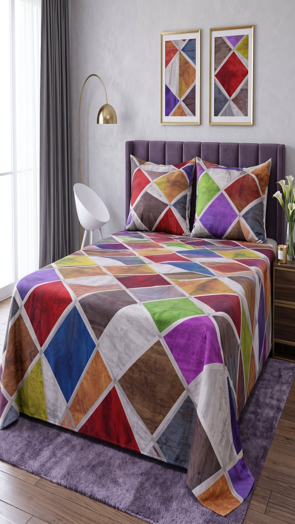Micro Rich Cotton Double Bed Bedsheet Set - 93x96 |Premium Soft & Elegant Design | Includes 2 Pillow Covers