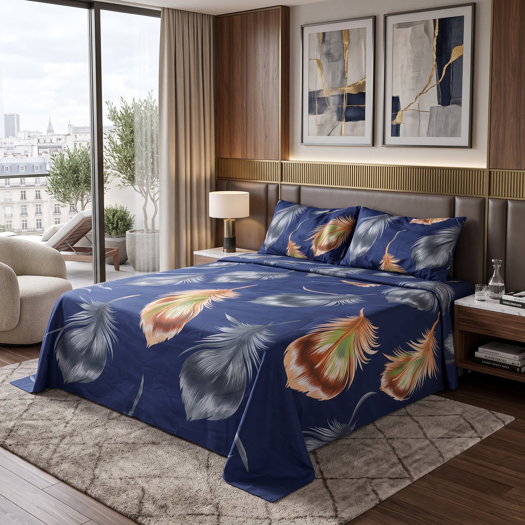Micro Rich Cotton Double Premium Bed Bedsheet Set - 93x96 | Soft & Elegant Design | 2 Pillow Covers Included