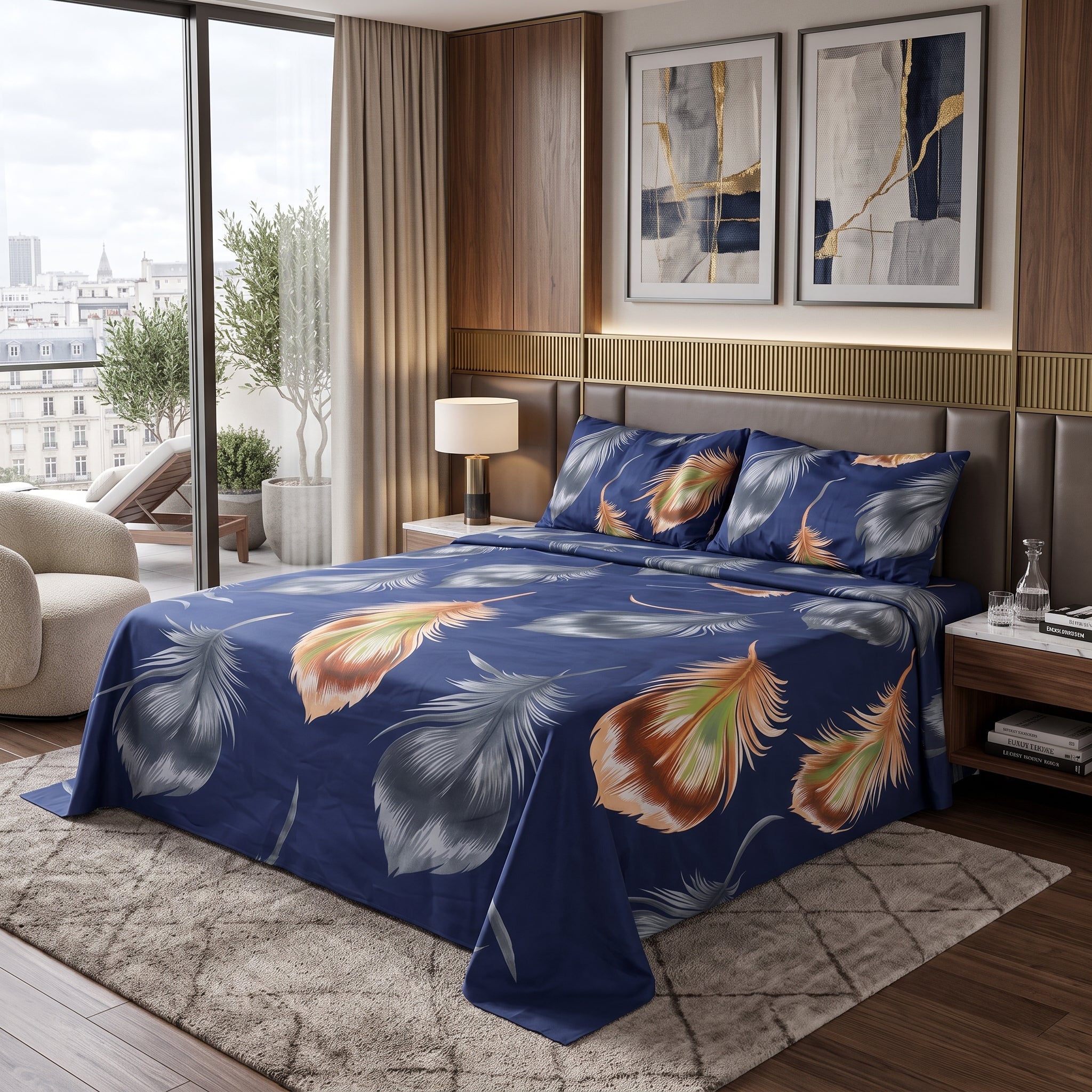 Micro Rich Cotton Double Premium Bed Bedsheet Set - 93x96 | Soft & Elegant Design | 2 Pillow Covers Included
