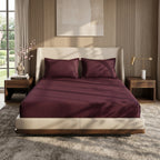 Deep Red Stripe Fitted Bedsheet – King Size | 100% Micro Cotton Elastic Deep Pocket Bed Sheet
